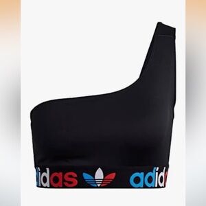 Adidas Black One-Shoulder Bra with  Logo Band.  Size Large.